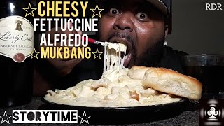 ☆Cheesy Fettuccine Alfredo Mukbang☆ Birthday Party CrasherStoryTime [upl. by Carrelli188]