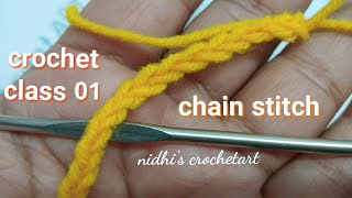 Crochet class 01 for beginners  chain stitch [upl. by Clerc923]