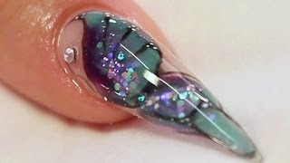 Encapsulated Butterfly Stiletto Acrylic Nail Tutorial Video by Naio Nails [upl. by Mikey144]