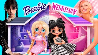 Wednesday amp Barbie Family Swap 30 LOL OMG DIYs [upl. by Azilem262]