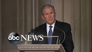 George W Bush eulogizes his father through tears laughter [upl. by Nahc]