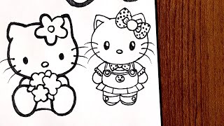 Hello Kitty Art  How to draw hello Kitty stepbystep [upl. by Merwin]