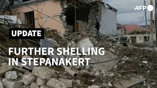 Buildings are destroyed in Stepanakert after new shelling ahead of first mediation efforts  AFP [upl. by Etirugram]