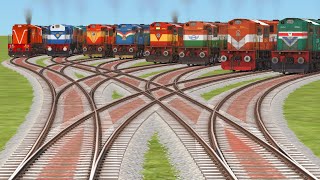 Train Crossing💫By 3D BUMPY FORKED BRANCHED RAILROAD TRACK  railfanning simulator classic [upl. by Eilak]