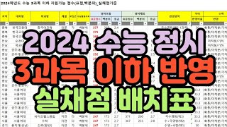 수시장인 2024 수능 정시 3과목 이하 반영 대학 실채점 배치표  2024 정시 3과목 2과목 반영 대학 [upl. by Neelloj]