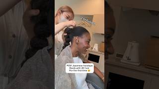 Japanese spa deals with black woman’s hair for the first time 🤭🫶🏾 [upl. by Anitac]