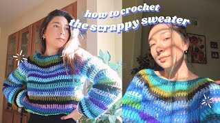 crochet raglan sweater  how i made the scrappy crop sweater ✨ [upl. by Noemi102]