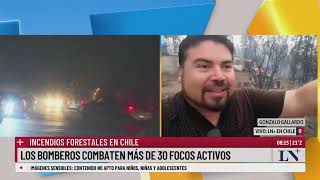 Incendios forestales en Chile los bomberos combaten más de 30 focos activos [upl. by Belac567]