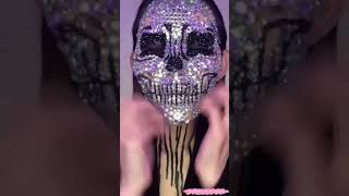 Take Off My Makeup Tiktok  Rhinestone Skull Makeup Removal ASMR shorts makeup rhinestonemakeup [upl. by Aivull]