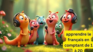 les chiffres et les nombres de 1 a 20  Numbers in French worms learnfrench baby [upl. by Tahp]