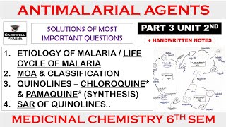 Solution  Antimalarial drugs  Part 3 Unit 2  Medicinal Chemistry 6th Semester [upl. by Brigid]