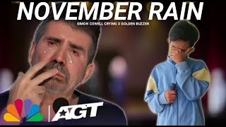 Golden Buzzer Simon Cowell Crying To Hear The Song November Rain Homeless On The Big World Stage [upl. by Nnyroc135]