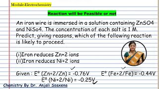 Reaction Feasibility electrode potentials Electrochemistry numerical  Engineering chemistry unit3 [upl. by Standush736]