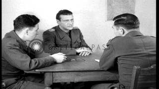 German Colonel Otto Skorzeny interrogated by a US Army captain in Germany discusHD Stock Footage [upl. by Eseekram]