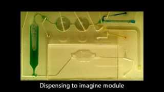 ALine Inc Demonstration Microfluidic metering mixing debubbling and dispensing M2D2 [upl. by Nojel]