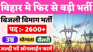 Bihar New Vacancy 2024  Bihar Bijli Vibhag Vacancy 2024  Bihar BSPHCL Vacancy 2024  New Govt Jobs [upl. by Ahsiled]