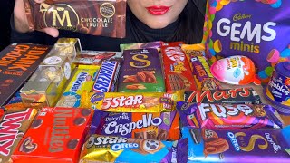 ASMR EATING CHOCOLATEGEMS MINISTWIXDIARYMILK SILK OREOKITKATSNICKERS [upl. by Lumbard]