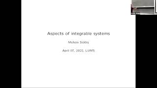 Introduction to Integrable Systems 7 April 2022 [upl. by Jamison]