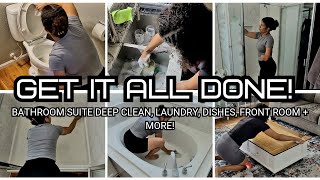 GET IT ALL DONE ✅ BATHROOMS DEEP CLEAN  FRONT ROOM  LAUNDRY  DISHES  MORE CLEANING MOTIVATION [upl. by Lanie196]