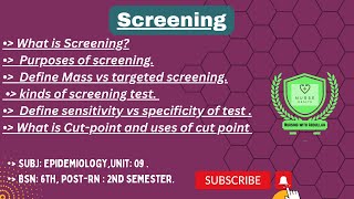 What is Screening in urdu sensitivity vs specificity of test BsN 6th PostRn 2nd unit9 [upl. by Adyl]