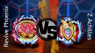 Revive Phoenix 10Fr vs Z Achilles Phi vs Aiger on Real Life Beyblade Stadium [upl. by Mapes]