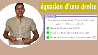 équation dune droite 3ème année collège exercices  équation réduite de médiatrice [upl. by Sybil]