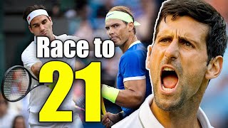 Djokovic Nadal Federer BATTLE for 21 Grand Slams  BIG Predictions for 2022 [upl. by Scrogan]