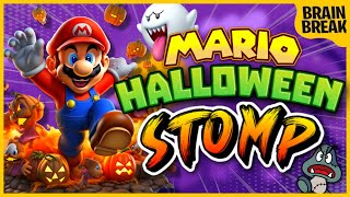 Mario Halloween Stomp  Halloween Brain Break  Mario Freeze Dance  Just Dance with Matthew Wood [upl. by Artkele103]