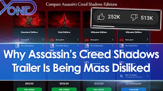 Assassins Creed Shadows trailer mass disliked Ubisoft lock quests behind pricey editionspreorder [upl. by Enoid]