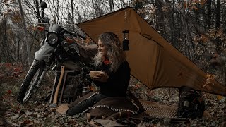 Solo Camping Beside My Motorcycle as a NEW Rider  Steak amp Eggs on the COALS [upl. by Veneaux74]