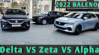 2022 New Baleno Delta VS Zeta VS Alpha ComparisonNew Baleno All Varients2022 Baleno Comparison [upl. by Nairdad]