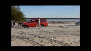 2 Sand Bogged 4x4s Rescued by 1 Landcruiser  Inskip Point near Fraser Island [upl. by Ydnas508]