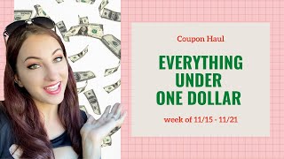 EVERYTHING UNDER 1  Extreme Couponing  Week of 1115  1121 [upl. by Desdee]