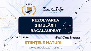 Rezolvare Simulare Examen Național Bacalaureat 2024  Informatica SN  Stiinte ale Naturii [upl. by Hadsall]