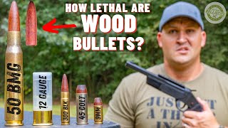 How Lethal Are WOOD Bullets  50 BMG 12 Gauge 9mm amp More [upl. by Anelah]