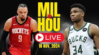 🔴LIVE  Milwaukee Bucks Vs Houston Rockets Full Game  NBA Live  NOV 18 2024  Live Score [upl. by Oiratno626]