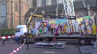 Kermis Haarlem Grote Markt 2024 Transport en opbouw Deel 3 [upl. by Nosnar]