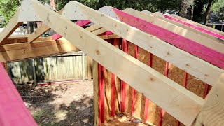 How to build a shed Cut and assemble Roof Rafters Paulstoolbox [upl. by Eillim]