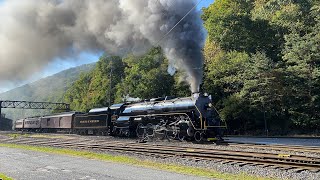 Reading amp Northern T1 2102 Steam Train  Port Clinton w Fall Foliage Train 10123 [upl. by Shetrit]