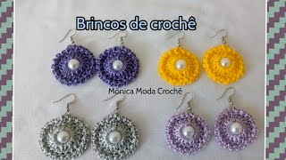 Brincos de crochê com pérola bCrochet earrings [upl. by Rehtnug]