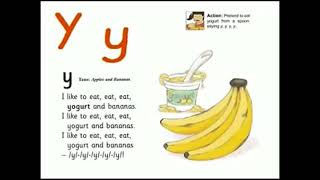 UK School Primary One Jolly Phonics Song Yy  I like to eat eat eat yogurt and bananas [upl. by Haiacim]