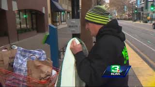 Sacramento pedicab driver delivers warmth compassion to homeless [upl. by Harle559]