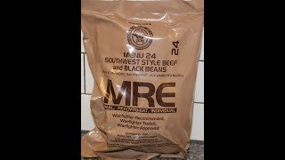 US Military MRE Menu B 24 Southwest Style Beef and Black Beans with Sauce Review [upl. by Isyad]