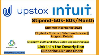 Upstox Summer Internship 2024  Intuit Summer Internship 2024  Internship for 2024 and 2025 Batch [upl. by Arriet]