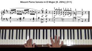 Mozart Piano Sonata in D Major K 284c K 311 Allegro con Spirito Piano Tutorial [upl. by Follansbee]