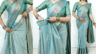 Beginners saree draping tutorial  easy saree draping with perfect pleats  sari draping idea [upl. by Biron]