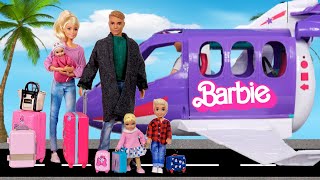 Barbie Family Toddler Dolls Travel Routine [upl. by Scuram]