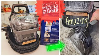 New Bissell Little Green HydroSteam Pet Portable Carpet Spot Cleaner Review Simply Amazing [upl. by Ijies456]