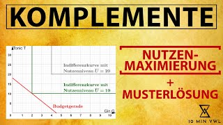 KOMPLEMENTE  Nutzenmaximierung zeichnen  berechnen Optimum vollkommene Komplementärgüter [upl. by Hay]