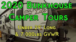 2020 Bunkhouse Travel Trailer Tours  All Under 7000lb GVWR [upl. by Mariellen]